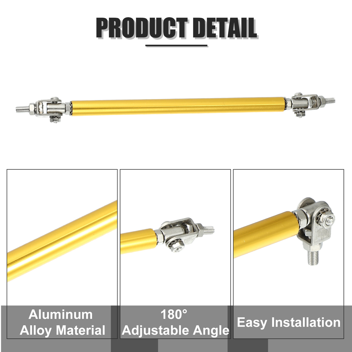 X AUTOHAUX 1pair 150mm 5.91" Universal Splitter Support Rods Adjustable Front Bumper Lip Splitter Strut Rod Tie Support Bars for Car Gold Tone