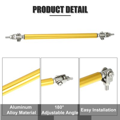 Harfington 1pair 150mm 5.91" Universal Splitter Support Rods Adjustable Front Bumper Lip Splitter Strut Rod Tie Support Bars for Car Gold Tone