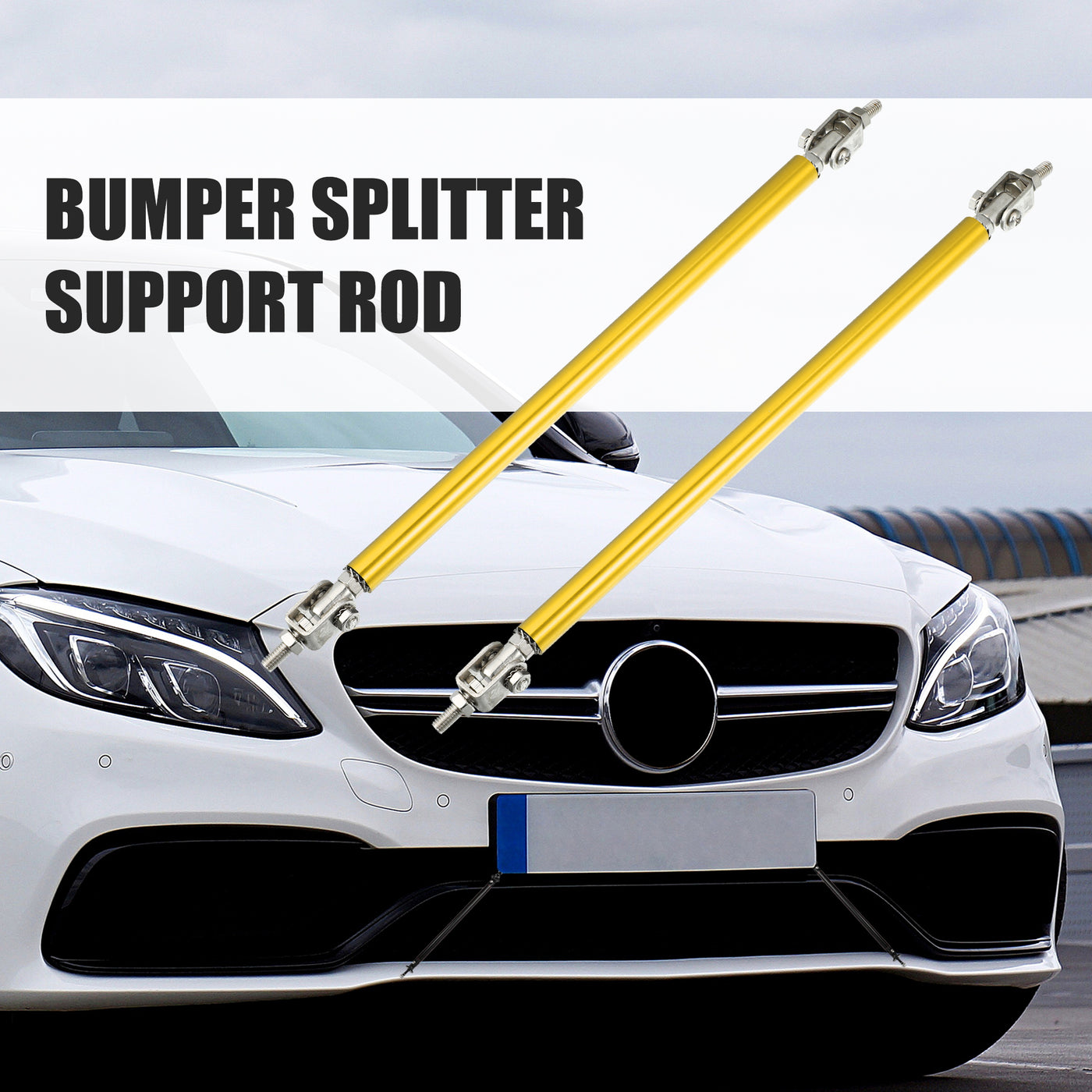 X AUTOHAUX 1pair 200mm 7.87" Universal Splitter Support Rods Adjustable Front Bumper Lip Splitter Strut Rod Tie Support Bars for Car Gold Tone