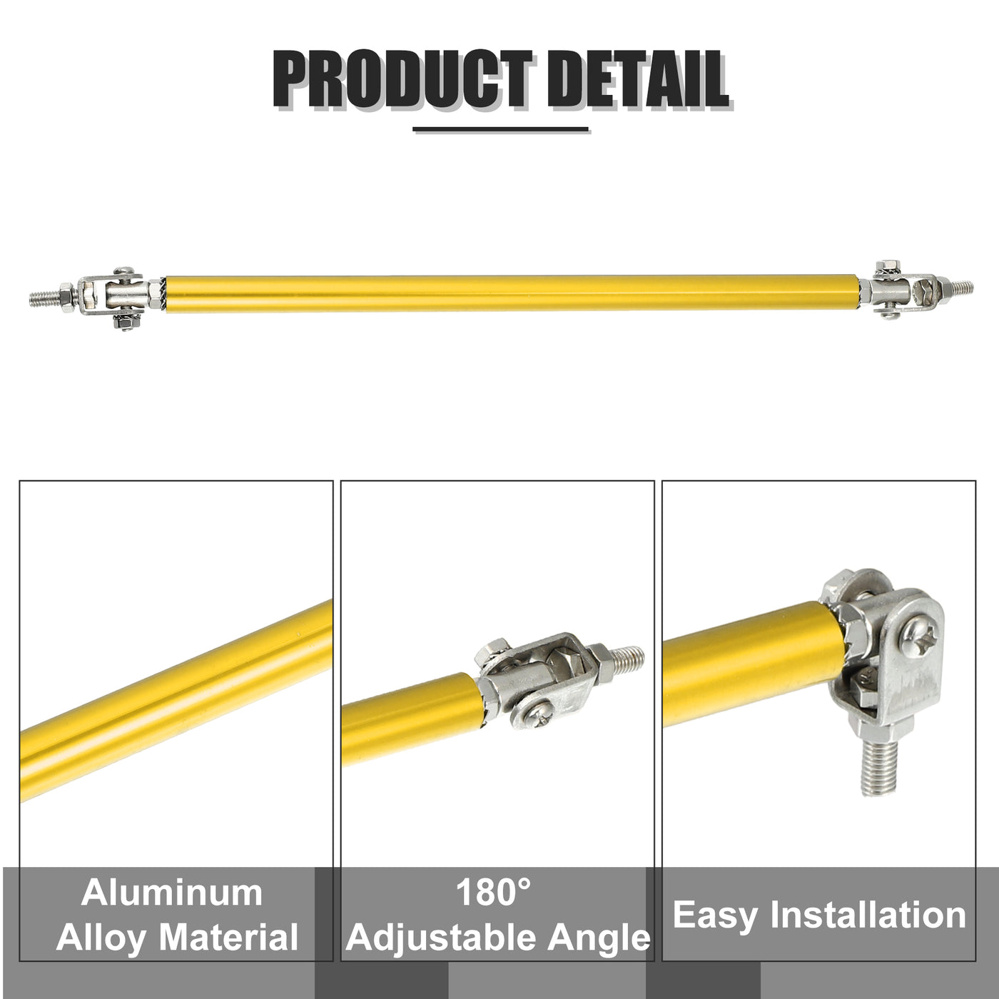 X AUTOHAUX 1pair 200mm 7.87" Universal Splitter Support Rods Adjustable Front Bumper Lip Splitter Strut Rod Tie Support Bars for Car Gold Tone