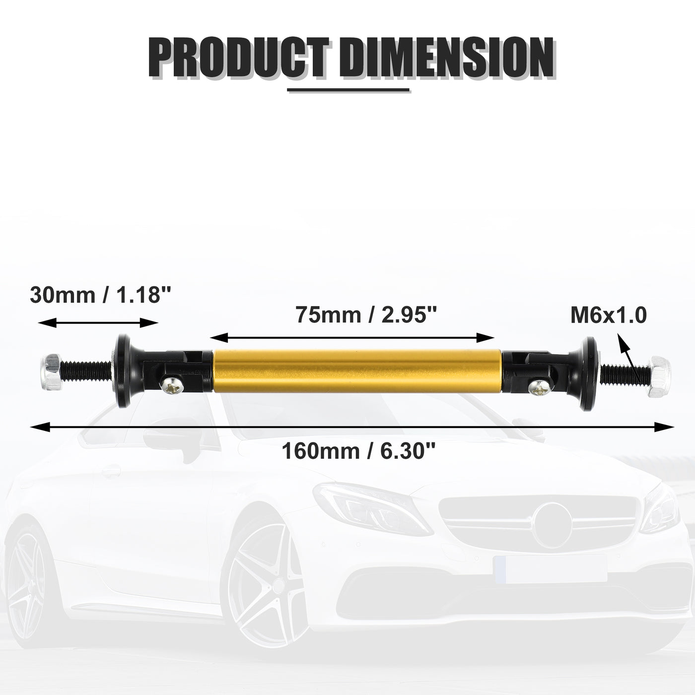 X AUTOHAUX 1pair 75mm 2.95" Splitter Support Rods Adjustable Front Rear Bumper Lip Splitter Strut Rod Tie Support Bars Fit Most Vehicle Gold Tone