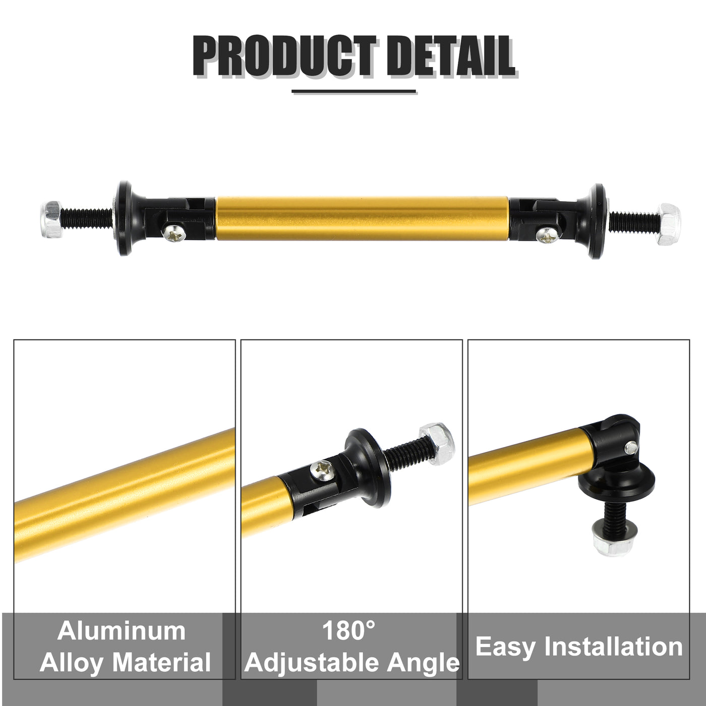 X AUTOHAUX 1pair 75mm 2.95" Splitter Support Rods Adjustable Front Rear Bumper Lip Splitter Strut Rod Tie Support Bars Fit Most Vehicle Gold Tone