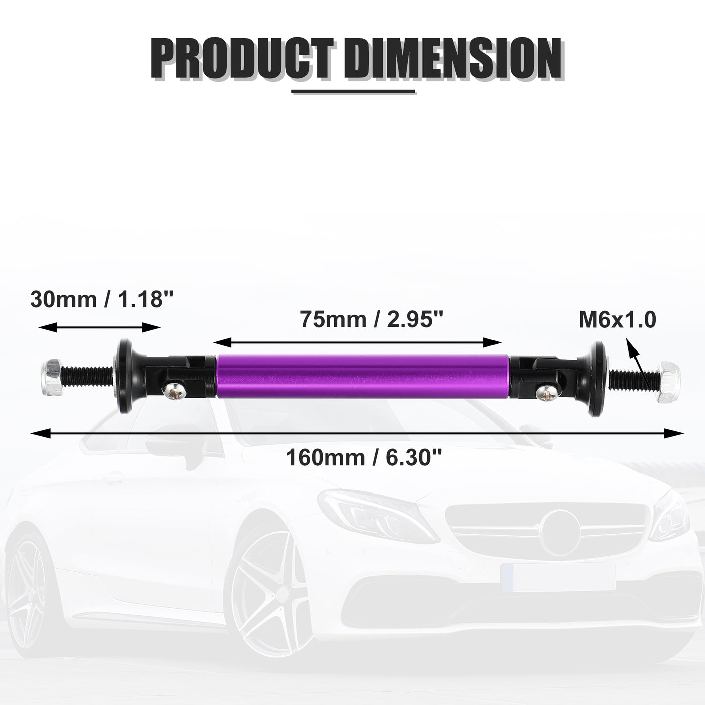 X AUTOHAUX 1pair 75mm 2.95" Splitter Support Rods Adjustable Front Rear Bumper Lip Splitter Strut Rod Tie Support Bars Fit Most Vehicle Purple