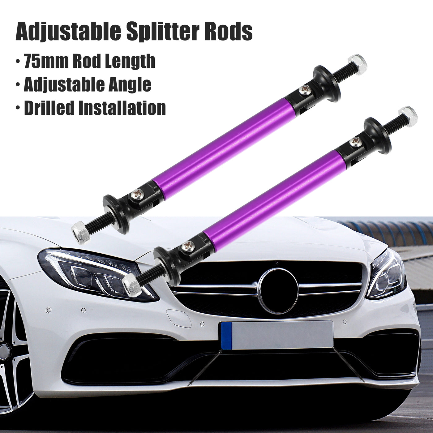 X AUTOHAUX 1pair 75mm 2.95" Splitter Support Rods Adjustable Front Rear Bumper Lip Splitter Strut Rod Tie Support Bars Fit Most Vehicle Purple