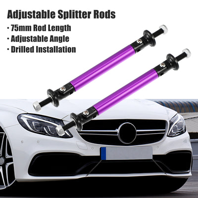 Harfington 1pair 75mm 2.95" Splitter Support Rods Adjustable Front Rear Bumper Lip Splitter Strut Rod Tie Support Bars Fit Most Vehicle Purple