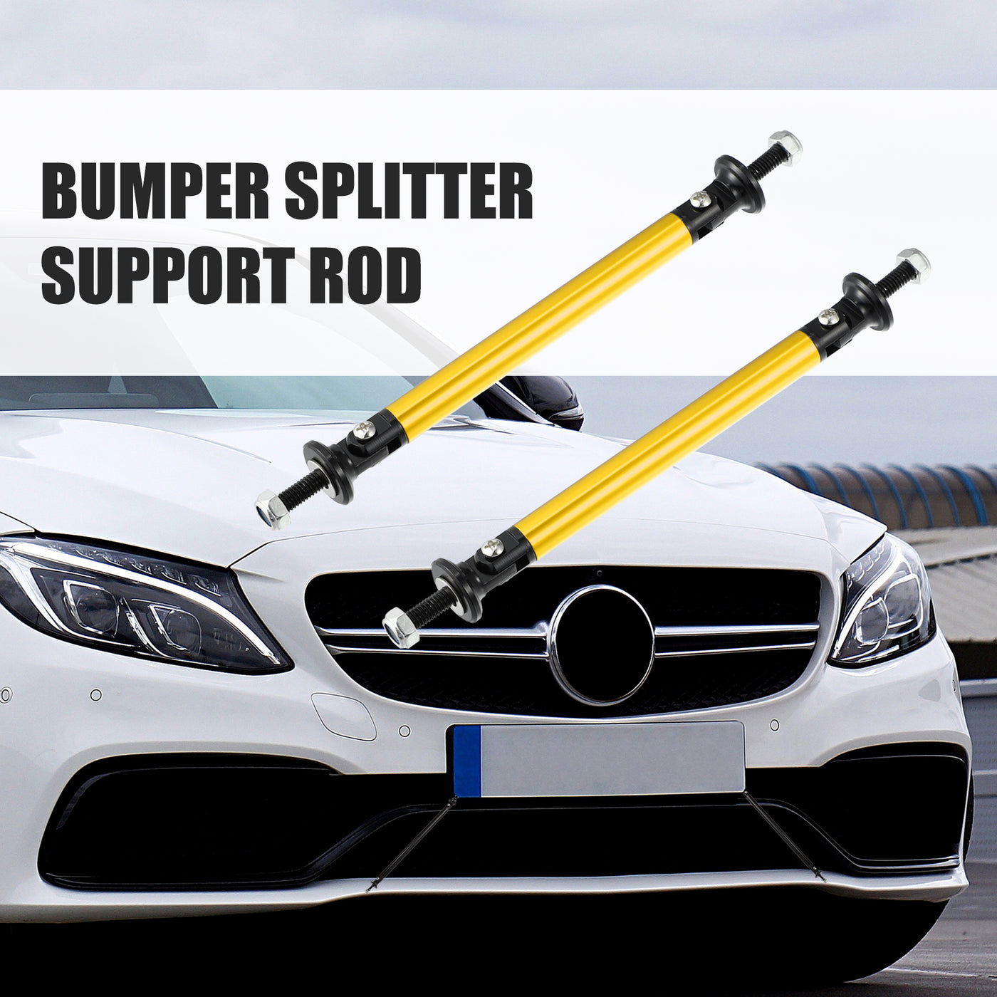 X AUTOHAUX 1pair 100mm 3.94" Splitter Support Rods Adjustable Front Rear Bumper Lip Splitter Strut Rod Tie Support Bars Fit Most Vehicle Gold Tone