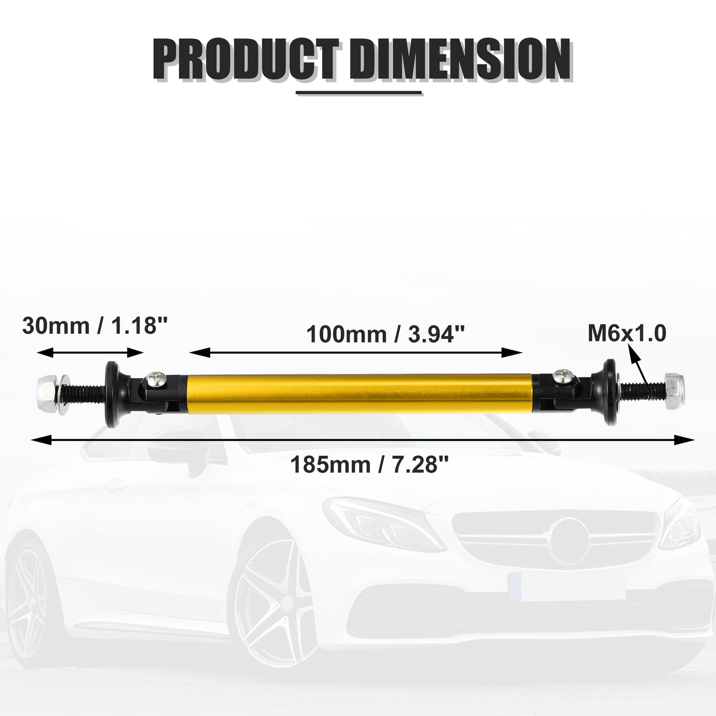 X AUTOHAUX 1pair 100mm 3.94" Splitter Support Rods Adjustable Front Rear Bumper Lip Splitter Strut Rod Tie Support Bars Fit Most Vehicle Gold Tone