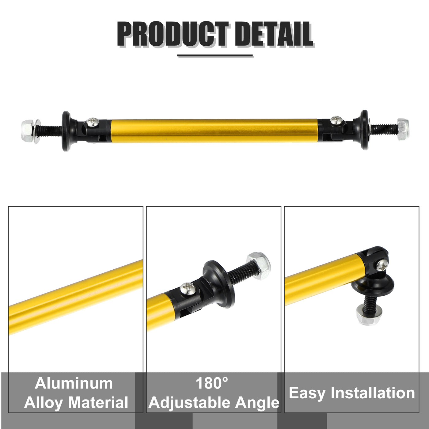 X AUTOHAUX 1pair 100mm 3.94" Splitter Support Rods Adjustable Front Rear Bumper Lip Splitter Strut Rod Tie Support Bars Fit Most Vehicle Gold Tone