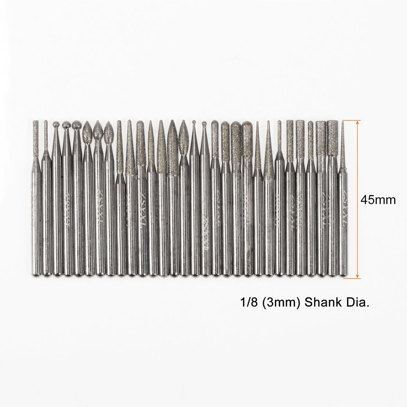 Harfington Diamond Grinding Carving Bits Set 1/1.5/2/2.5/3mm Various Shape Grinding Head Mounted Point 1/8 Shank for Rotary Tool