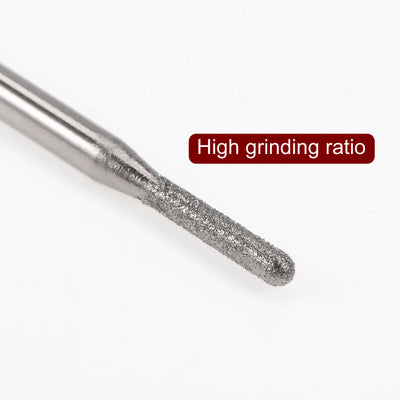 Harfington 30pcs Diamond Grinding Carving Bits 2mm Cylinder Shape Head Mounted Point