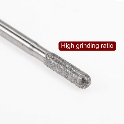 Harfington 30pcs Diamond Grinding Carving Bits 3mm Cylinder Shape Head Mounted Point