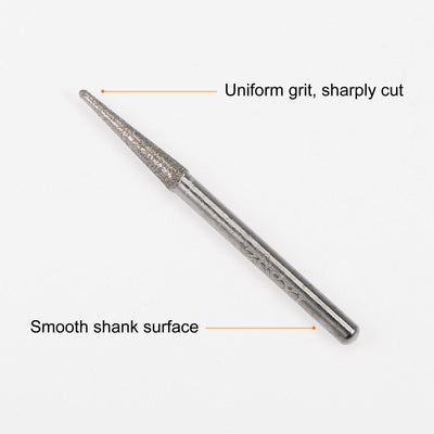 Harfington 30pcs Diamond Grinding Carving Bits 3mm Conical Shape Head Mounted Point