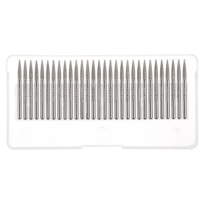 Harfington 30pcs Diamond Grinding Carving Bits 3mm Tapered Shape Head Mounted Point