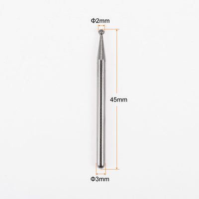 Harfington 30Stk  Schleiffräser Schnitzbohrer 2mm Kugel Form Kopf Eingebaut Spitze 1/8 Schaft für Drehbares Werkzeug