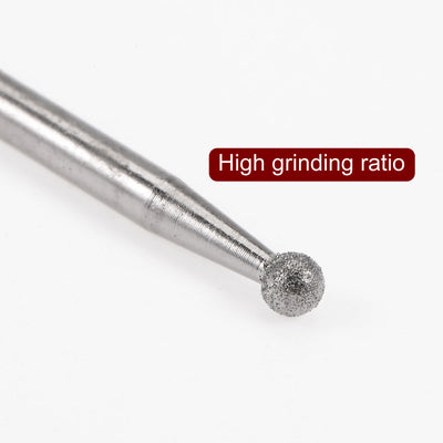 Harfington 30pcs Diamond Grinding Carving Bits 3mm Ball Shape Head Mounted Point