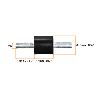 Harfington Uxcell M5x15mm Rubber Mounts, 10pcs Anti Isolator Studs Shock Absorber Male, 15x15mm