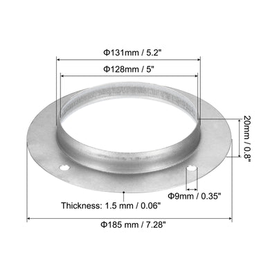 Harfington 5" Duct Connector Flange, 2 Pack Metal Straight Pipe Exhaust Flange Duct Mounting Plate for Heating Cooling Ventilation HVAC System