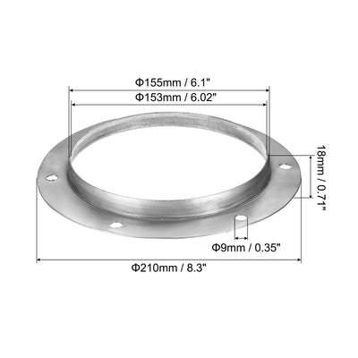 Harfington 6" Duct Connector Flange, Straight Pipe Exhaust Flange Stainless Steel Duct Mounting Plate for Heating Cooling Ventilation HVAC System