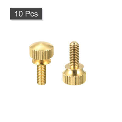 Harfington Uxcell 10Pcs Knurled Thumb Screws, M4x10mm Brass Shoulder Bolts Stepped Grip Knobs Fasteners for PC, Electronic, Mechanical