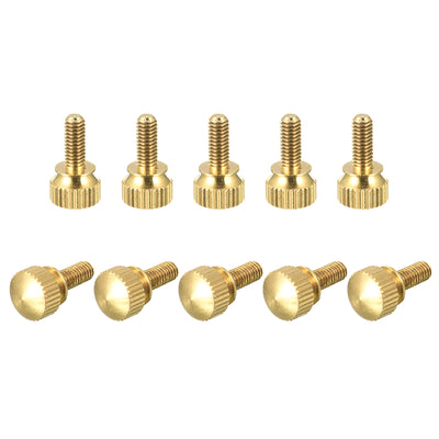 Harfington Uxcell 10Pcs Knurled Thumb Screws, M4x10mm Brass Shoulder Bolts Stepped Grip Knobs Fasteners for PC, Electronic, Mechanical