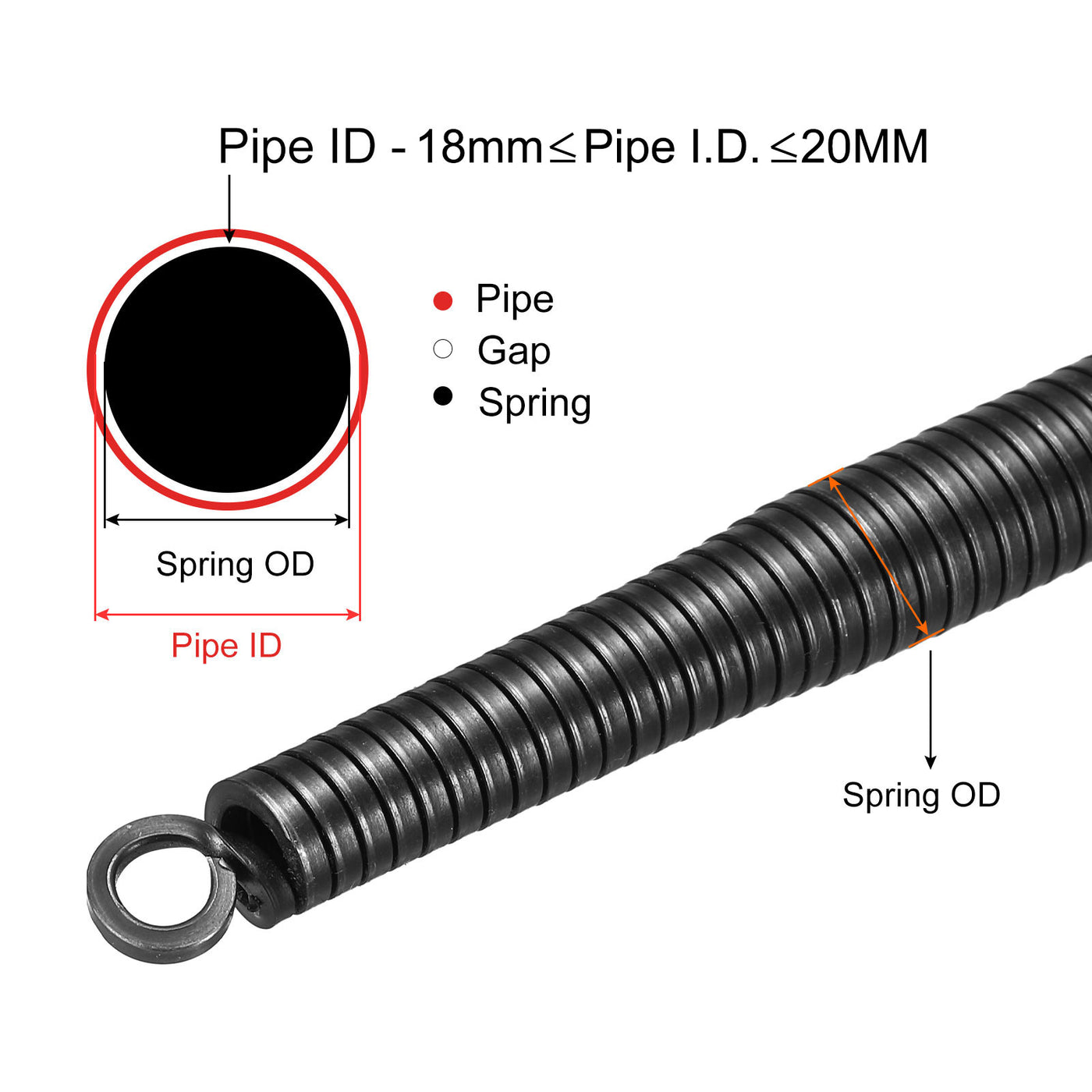 Harfington 17,1mm OD C Typ Federrohrbieger 520mm lang für 18-20mm ID PVC Rohr in Hausrenovierungen und Elektrikerverkabelung