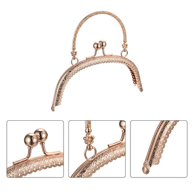 Harfington Uxcell Metal Purse Frames, 6.5" 2Pcs Kiss Lock Clasp Frame for Coin Bags DIY, Gold