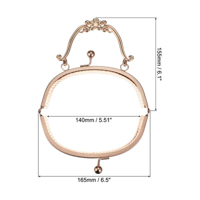 Harfington Uxcell Metal Purse Frames, 6.5" 4Pcs Kiss Lock Clasp Frame for Coin Bag DIY, Gold