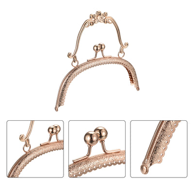 Harfington Uxcell Metal Purse Frames, 6.5" 4Pcs Kiss Lock Clasp Frame for Coin Bag DIY, Gold