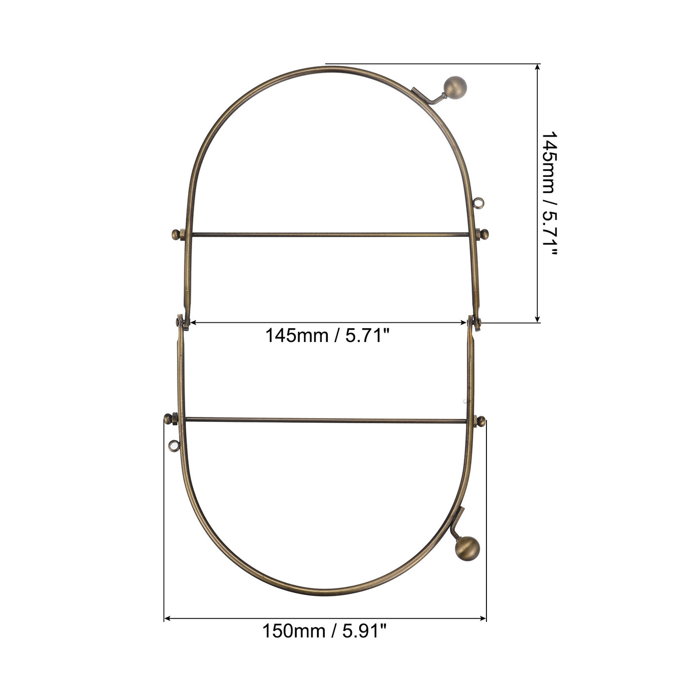 uxcell Uxcell Metal Purse Frames, 5.91" 2Pcs Kiss Lock Clasp Frame for Coin Bags DIY, Bronze