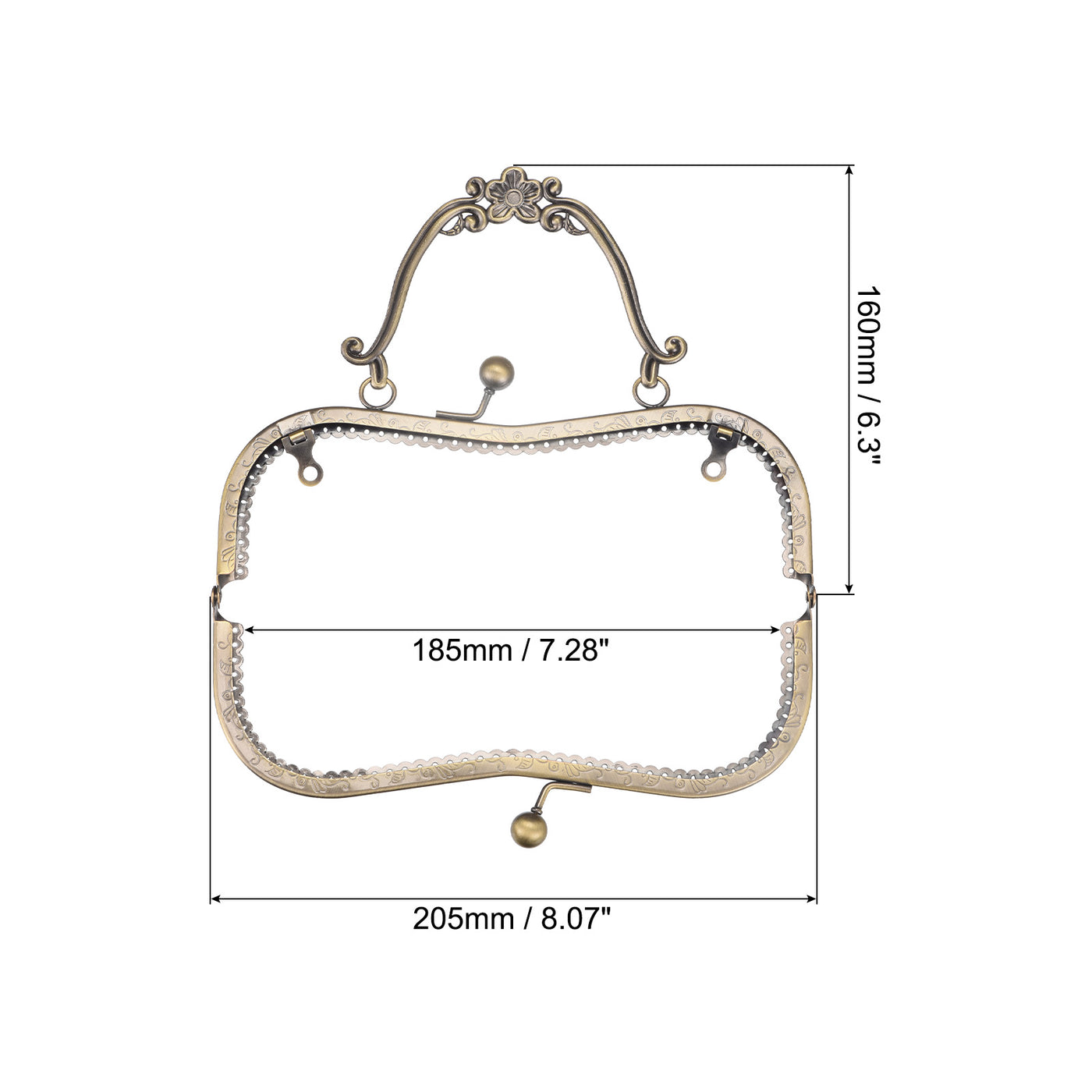 uxcell Uxcell Metal Purse Frames, 8.07" 2Pcs Kiss Lock Clasp Frame for Coin Bags DIY, Bronze