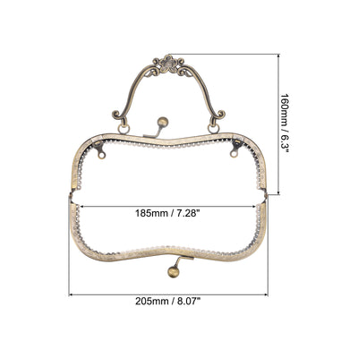 Harfington Uxcell Metal Purse Frames, 8.07" 2Pcs Kiss Lock Clasp Frame for Coin Bags DIY, Bronze