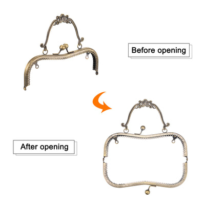 Harfington Uxcell Metal Purse Frames, 8.07" 2Pcs Kiss Lock Clasp Frame for Coin Bags DIY, Bronze