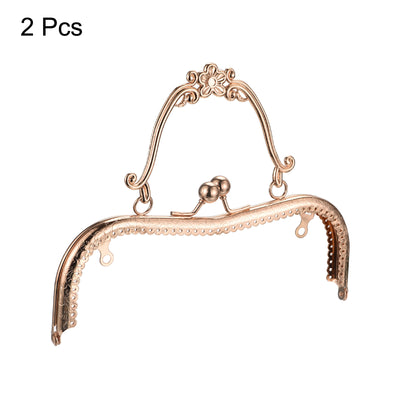 Harfington Uxcell Metal Purse Frames, 8.07" 2Pcs Kiss Lock Clasp Frame for Coin Bags DIY, Gold