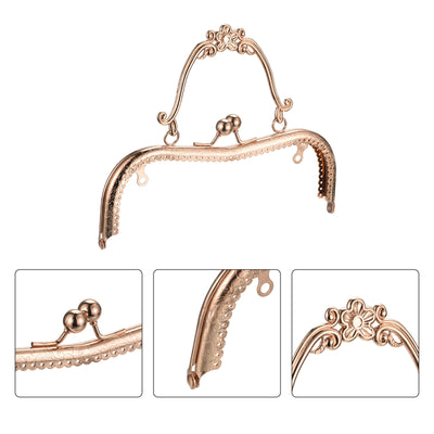 Harfington Uxcell Metal Purse Frames, 8.07" 2Pcs Kiss Lock Clasp Frame for Coin Bags DIY, Gold