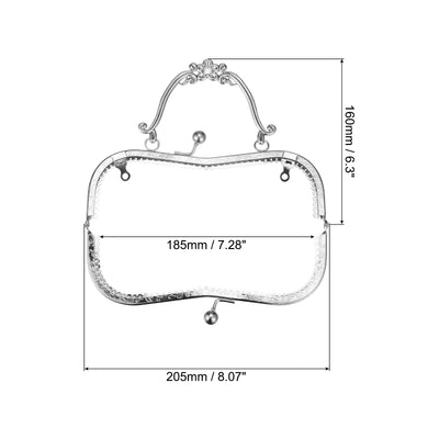 Harfington Uxcell Metal Purse Frames, 8.07" 2Pcs Kiss Lock Clasp Frame for Coin Bags DIY, Silver