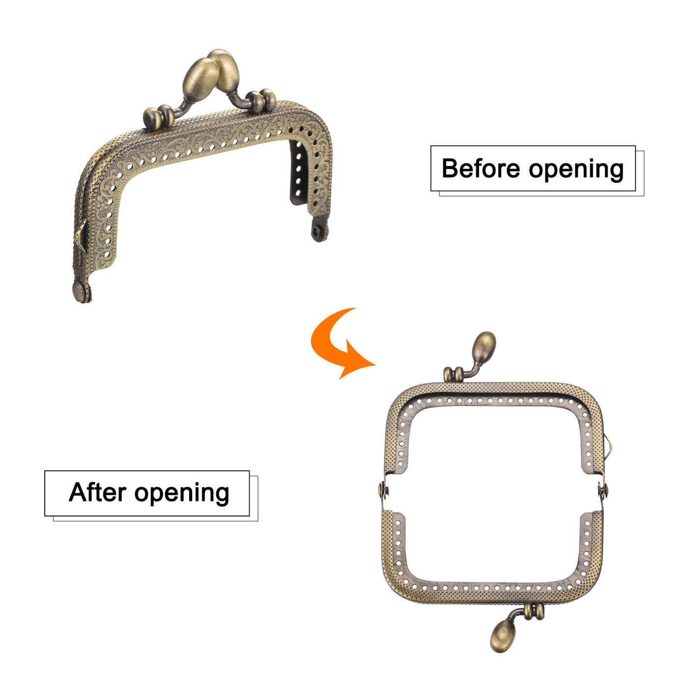 uxcell Uxcell Metal Purse Frames, 3.35" 3Pcs Kiss Lock Clasp Frame for Coin Bag DIY, Bronze