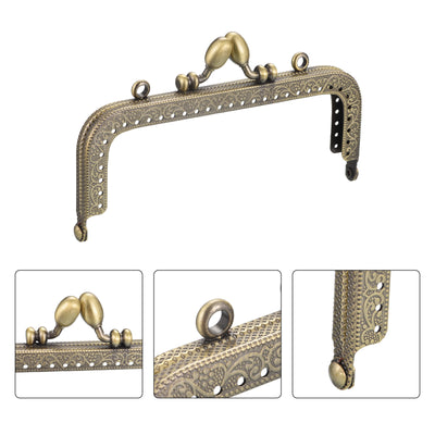 Harfington Uxcell Metal Purse Frames, 4.92" 3Pcs Kiss Lock Clasp Frame for Coin Bag DIY, Bronze