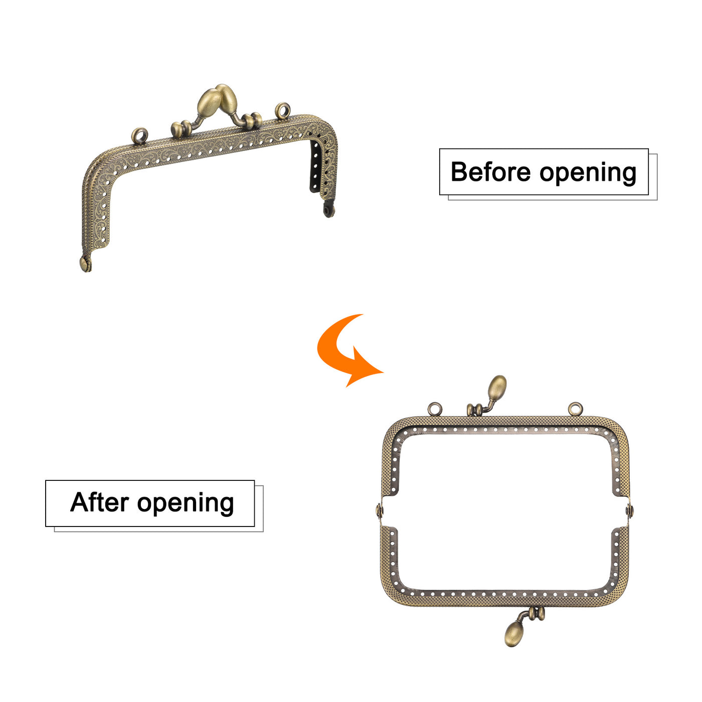 uxcell Uxcell Metal Purse Frames, 4.92" 3Pcs Kiss Lock Clasp Frame for Coin Bag DIY, Bronze