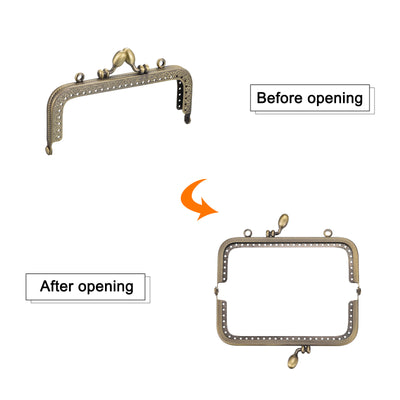 Harfington Uxcell Metal Purse Frames, 4.92" 3Pcs Kiss Lock Clasp Frame for Coin Bag DIY, Bronze