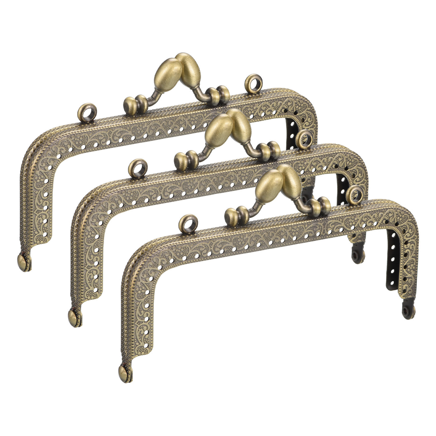 uxcell Uxcell Metal Purse Frames, 4.92" 3Pcs Kiss Lock Clasp Frame for Coin Bag DIY, Bronze