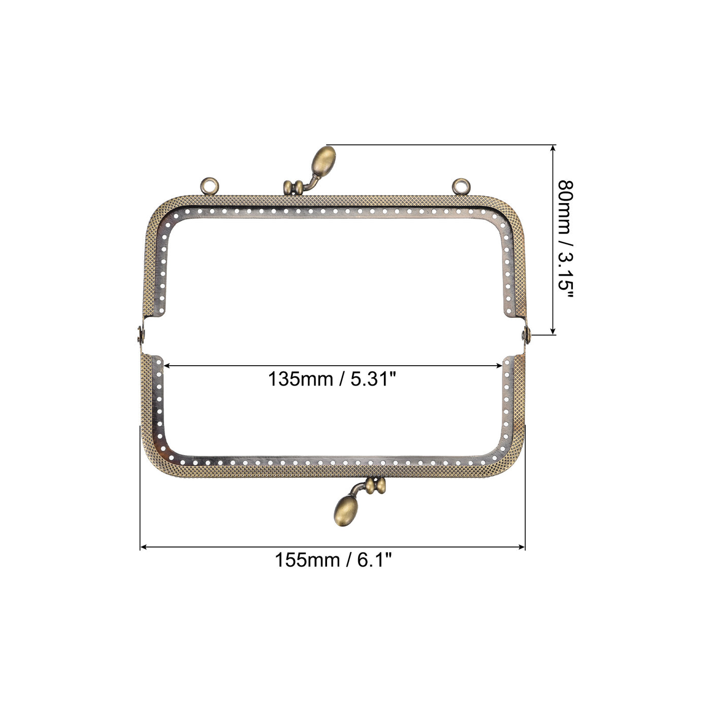 uxcell Uxcell Metal Purse Frames, 6.1" 3Pcs Kiss Lock Clasp Frame for Coin Bag DIY, Bronze