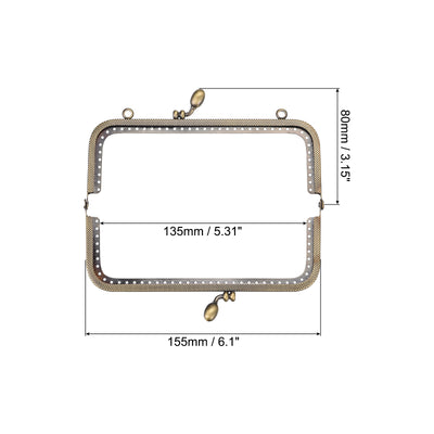 Harfington Uxcell Metal Purse Frames, 6.1" 3Pcs Kiss Lock Clasp Frame for Coin Bag DIY, Bronze