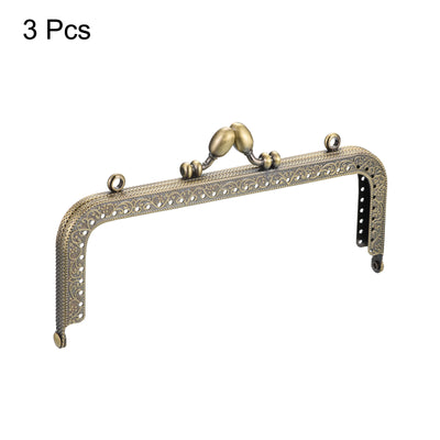 Harfington Uxcell Metal Purse Frames, 6.1" 3Pcs Kiss Lock Clasp Frame for Coin Bag DIY, Bronze