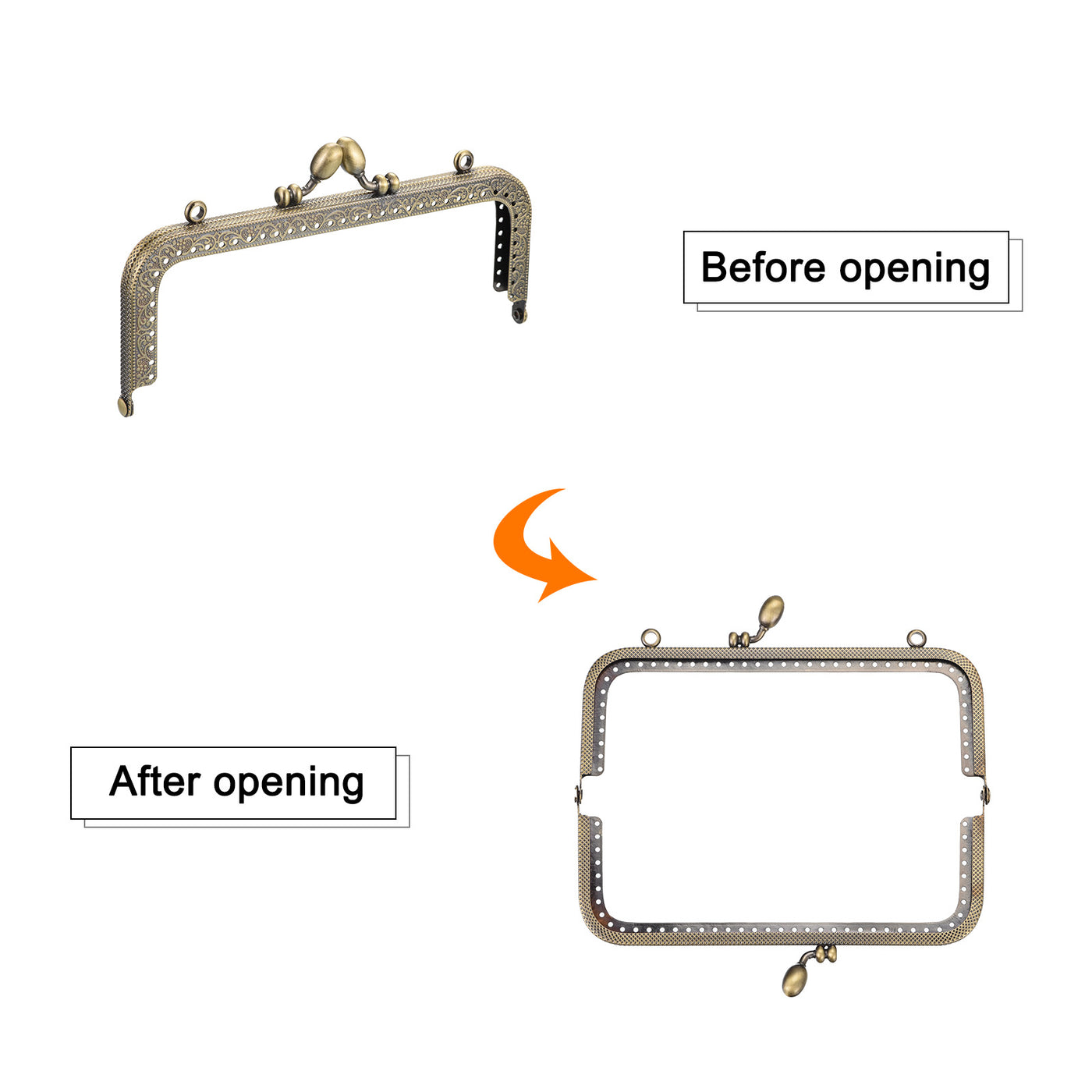 uxcell Uxcell Metal Purse Frames, 6.1" 3Pcs Kiss Lock Clasp Frame for Coin Bag DIY, Bronze