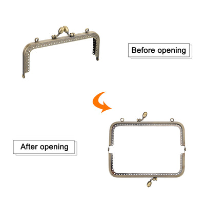 Harfington Uxcell Metal Purse Frames, 6.1" 3Pcs Kiss Lock Clasp Frame for Coin Bag DIY, Bronze