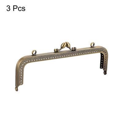 Harfington Uxcell Metal Purse Frames, 8.07" 3Pcs Kiss Lock Clasp Frame for Coin Bag DIY, Bronze