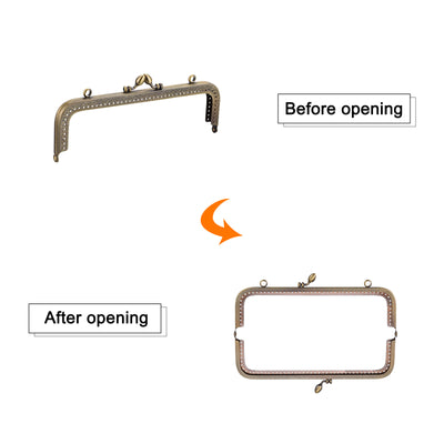 Harfington Uxcell Metal Purse Frames, 8.07" 3Pcs Kiss Lock Clasp Frame for Coin Bag DIY, Bronze