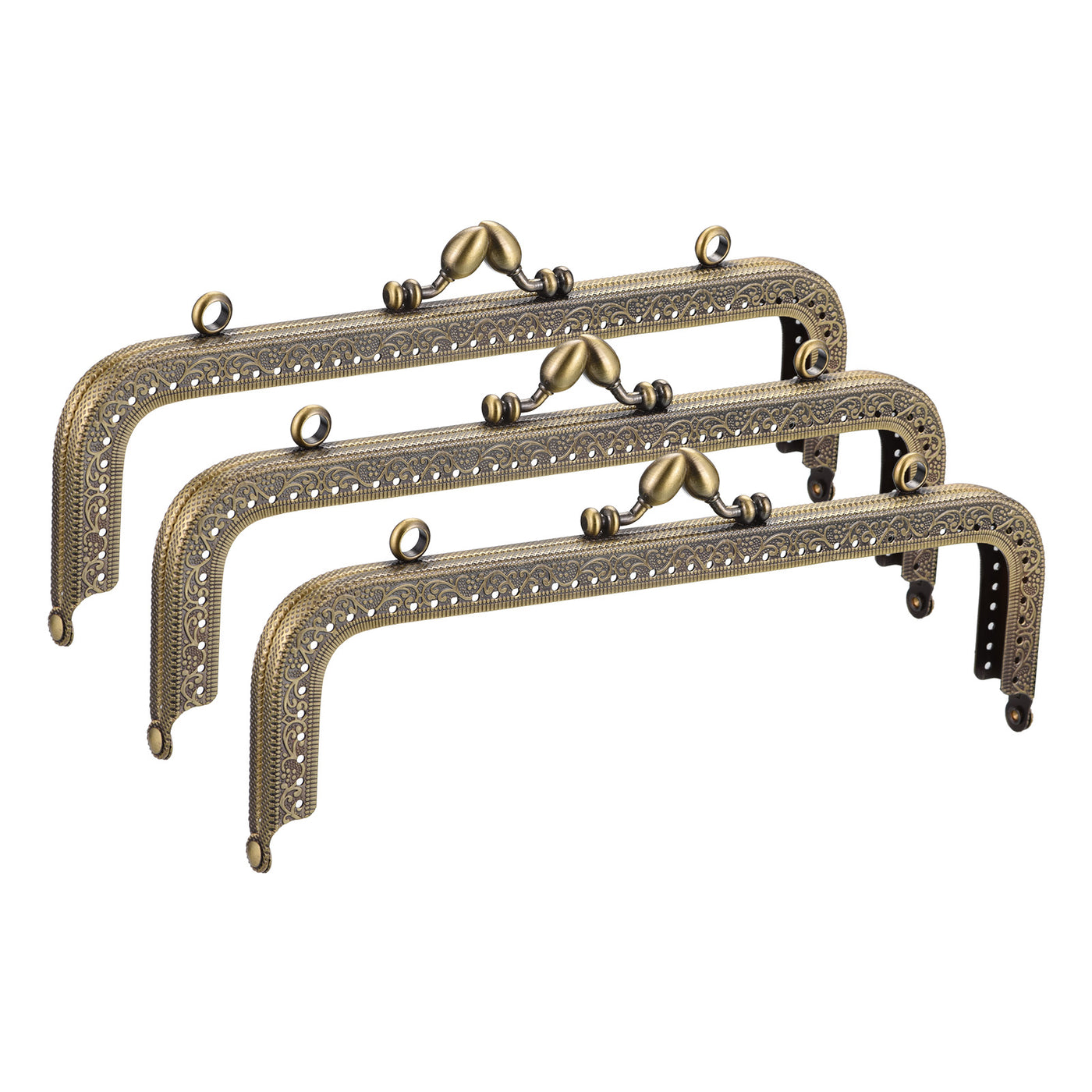 uxcell Uxcell Metal Purse Frames, 8.07" 3Pcs Kiss Lock Clasp Frame for Coin Bag DIY, Bronze