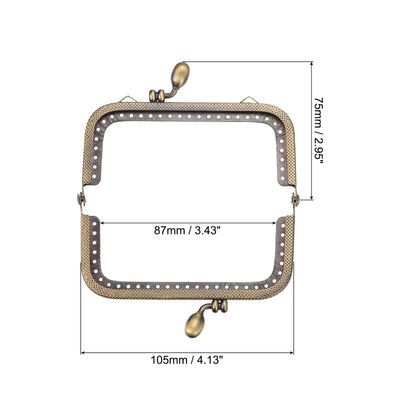 Harfington Uxcell Metal Purse Frames, 4.13" 4Pcs Kiss Lock Clasp Frame for Coin Bag DIY, Bronze