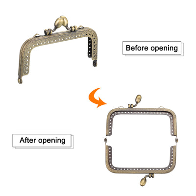 Harfington Uxcell Metal Purse Frames, 4.13" 4Pcs Kiss Lock Clasp Frame for Coin Bag DIY, Bronze